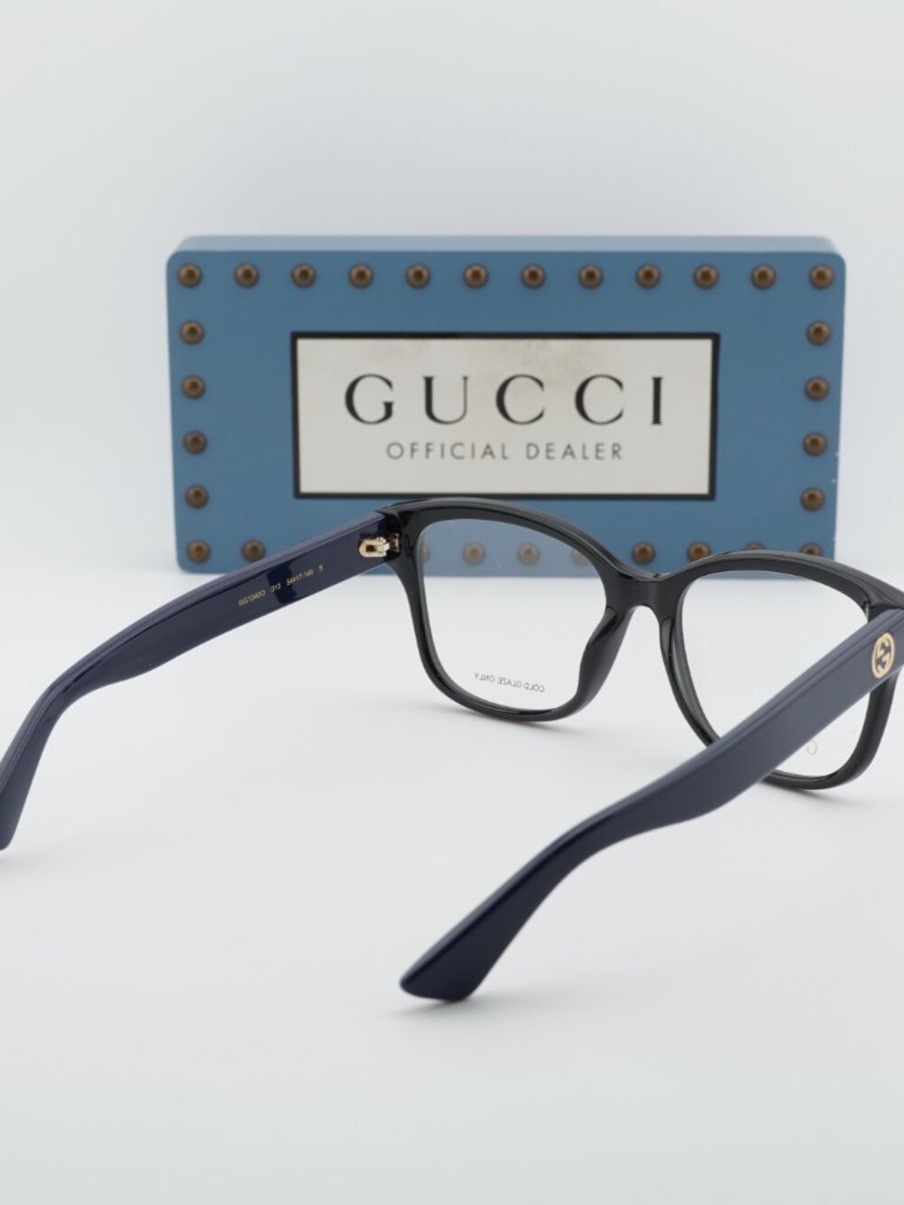 Gucci GG1340O 010 Square Eyeglasses - Shiny Black/Blue 54mm - Picture 4 of 10